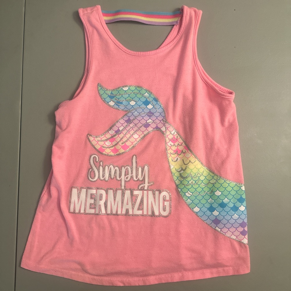 Wonder Nation Pink Tank Top with Rainbow Trim
